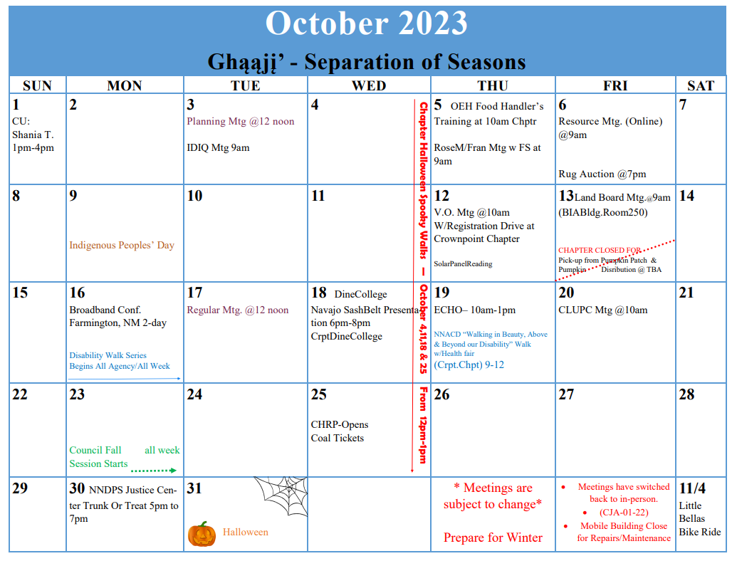 OCTOBER 2023 calendar