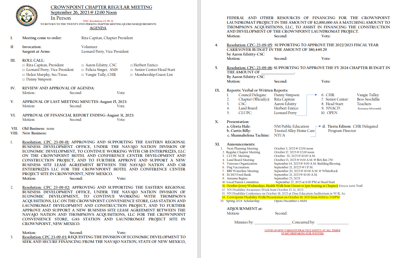 Sept 26 Regular Chapter mtg agenda corrected