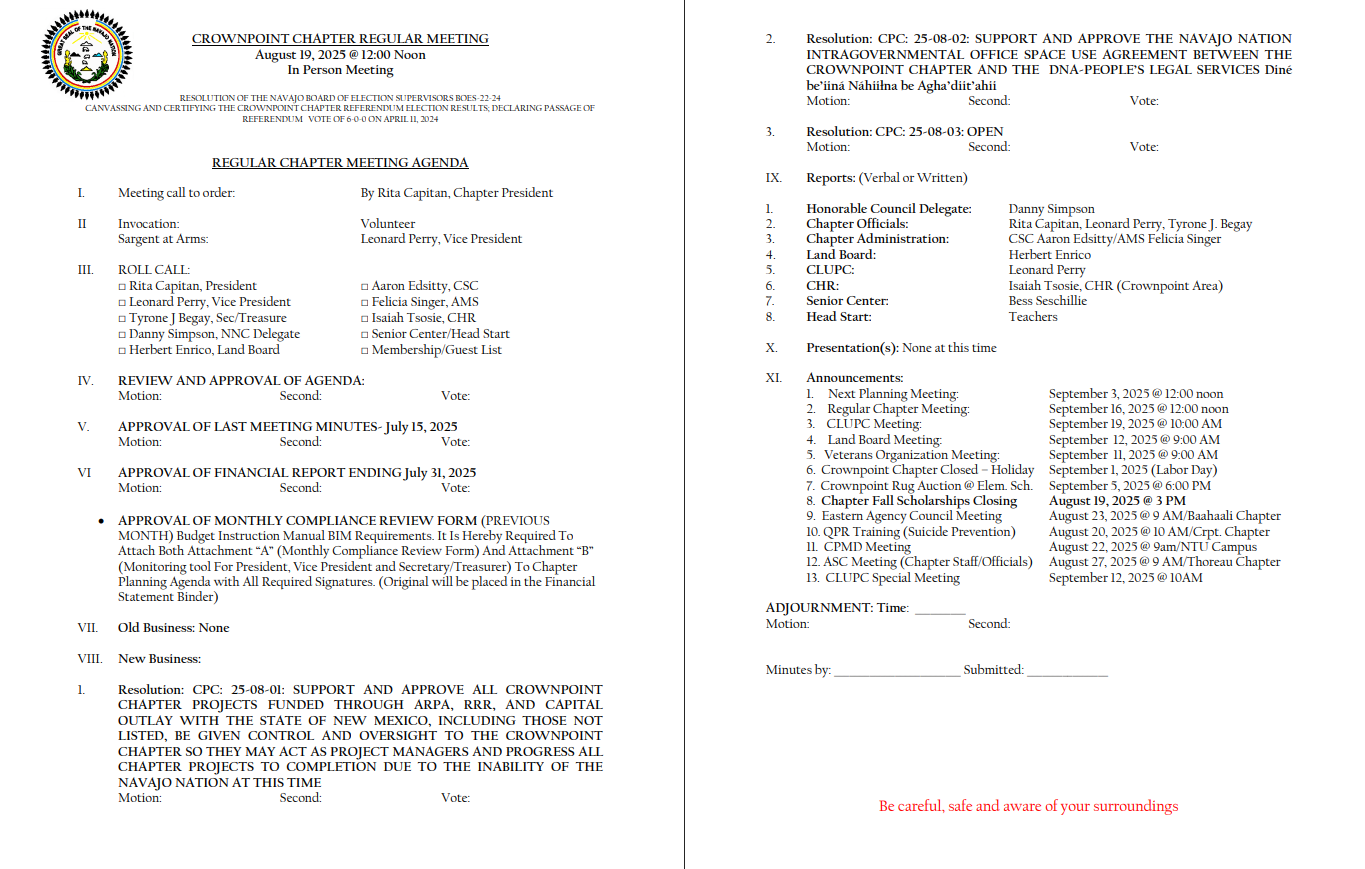 August 19 Regular Mtg Agenda
